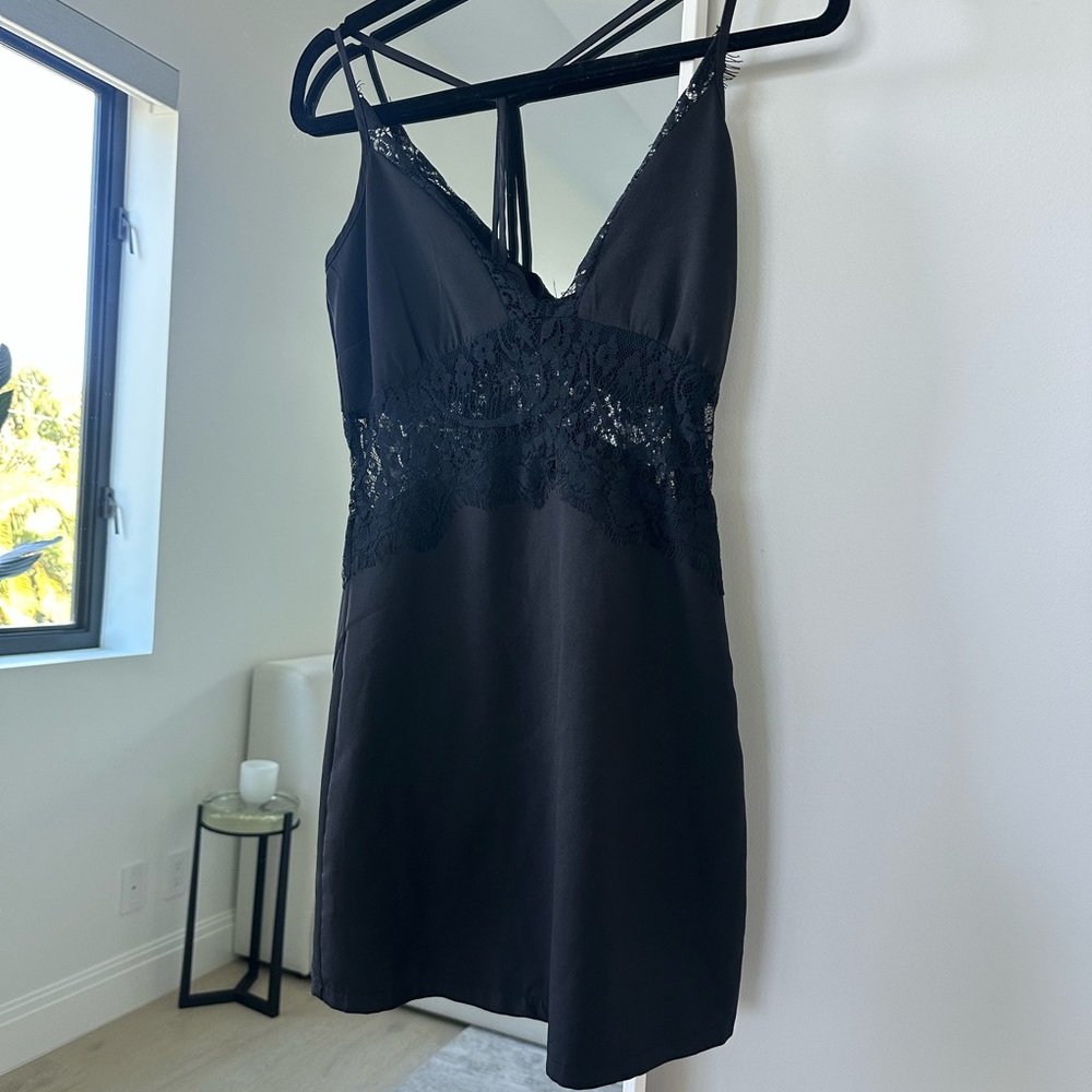 Nasty Gal Black lace Slip Dress